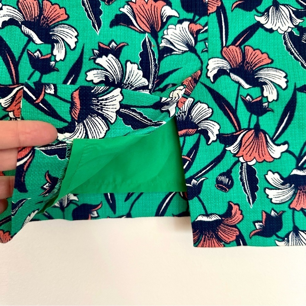 J. Crew Green Floral Basketweave Short Pencil Skirt Size 2 - Picture 4 of 10